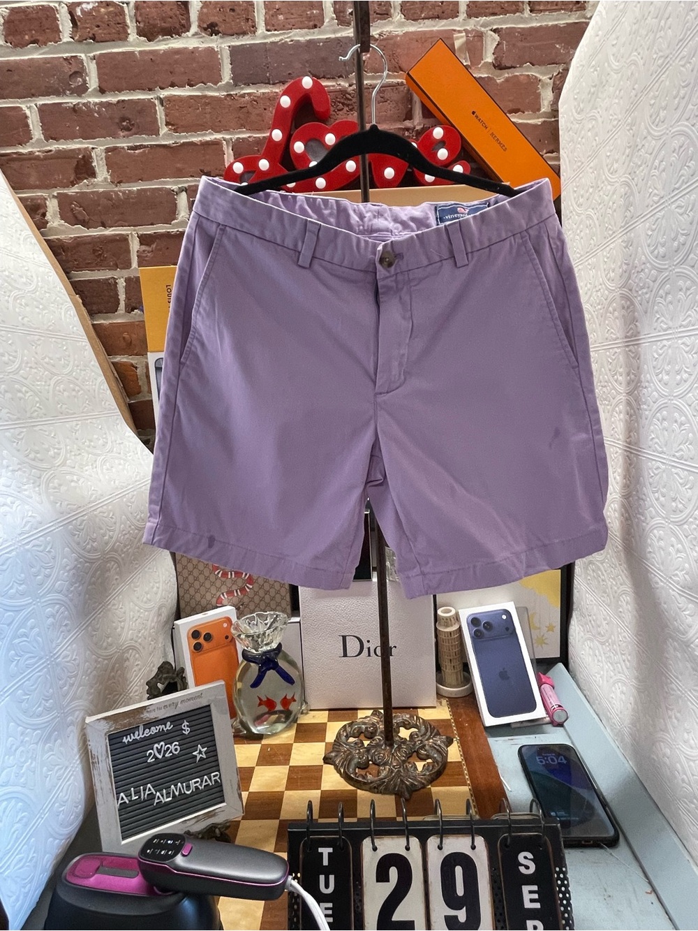 Vineyard Vines Club Shorts Men's Size 31 Purple Cotton 8" Chino Flat Front